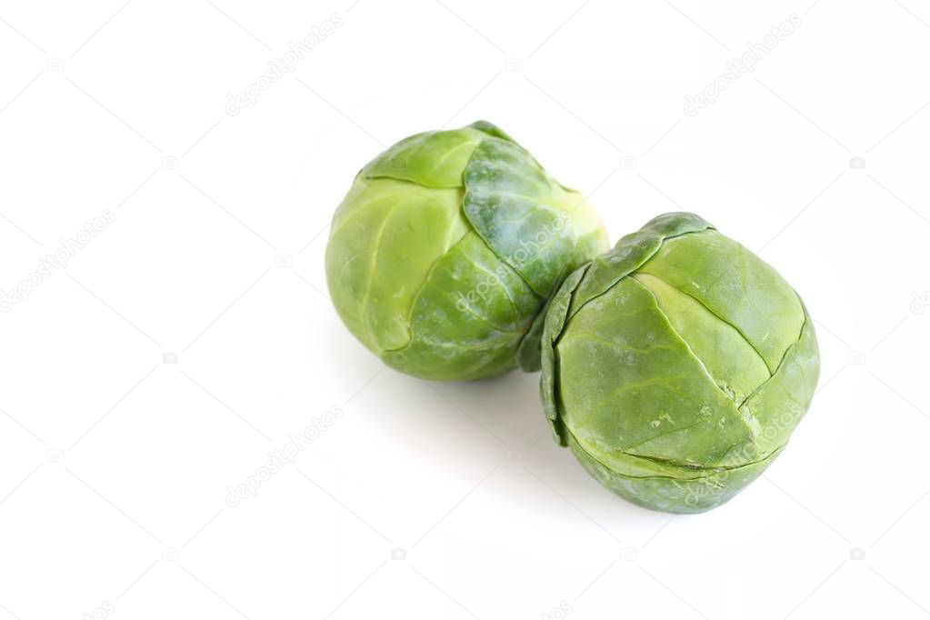 Fresh Brussels Sprouts on White Background
