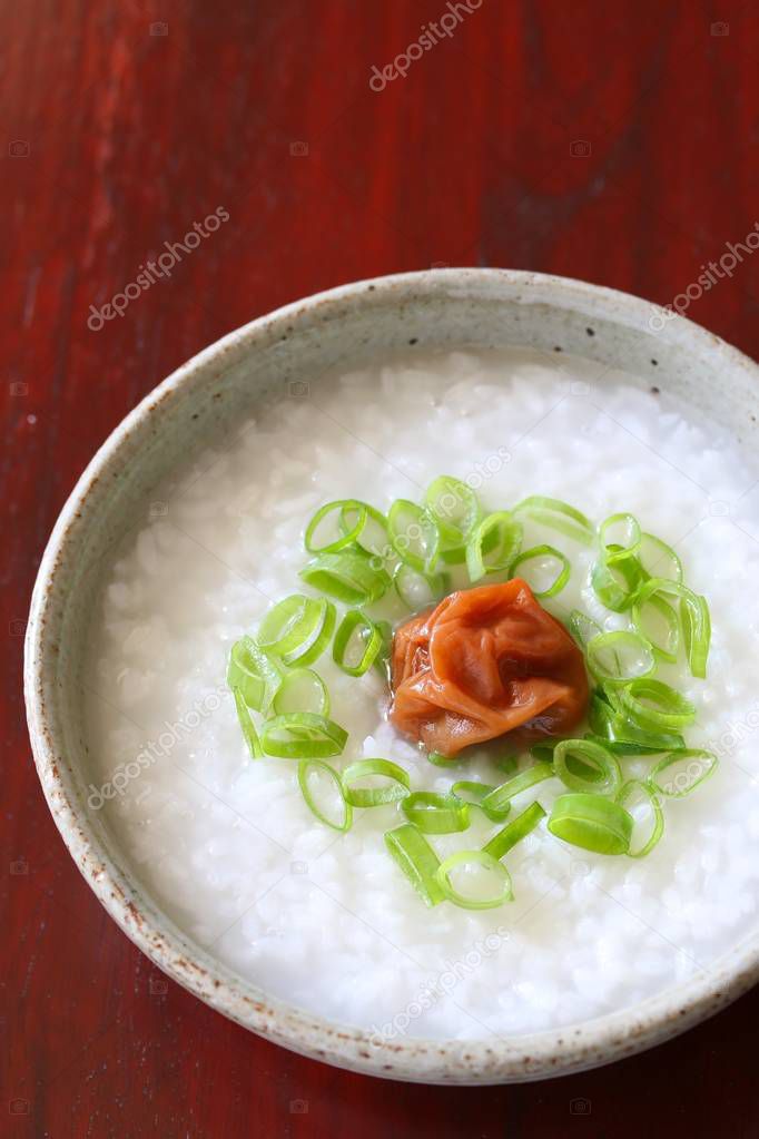 Japanese rice porridge with pickled ume 