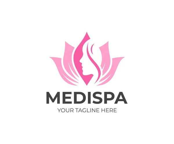 Medical Spa Salon Logo Template Beauty Care Vector Design Lotus — Stock Vector