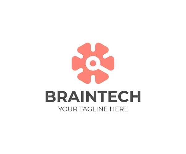 技術脳のロゴのテンプレート 脳と回路設計をベクトルします 接続脳ロゴタイプ — ストックベクタ