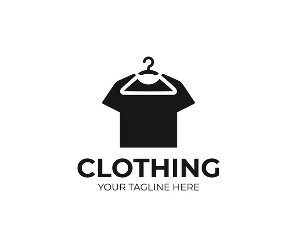Modèle Logo Shirt Suspendu Cintre Shirt Design Vectoriel Noir Logotype — Image vectorielle