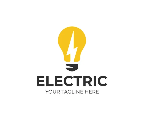 stock vector Light bulb and lightning bolt logo template. Electrical vector design. Lightbulb and flash logotype