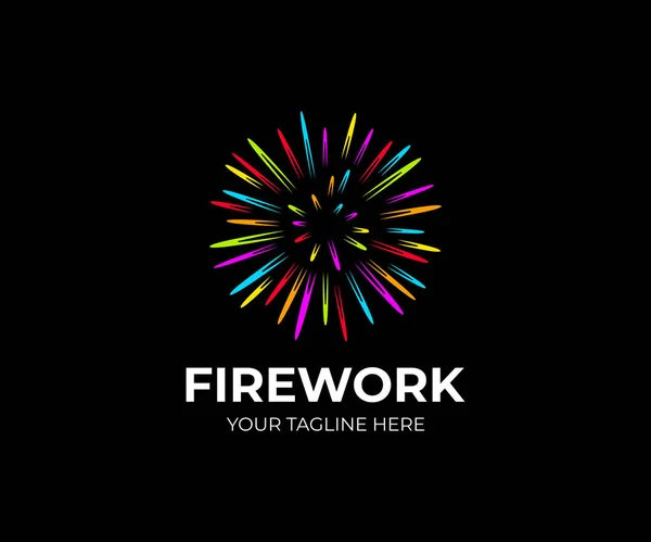 Multi Colored Firework Logo Template Salute Fireworks Vector Design Colorful — Stock Vector