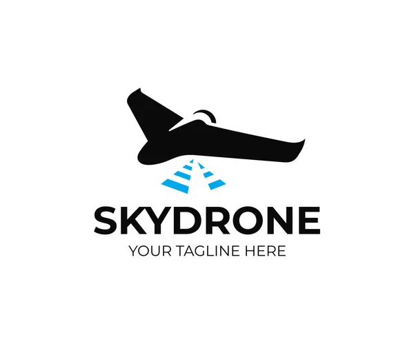 Templat Logo Drone Pemetaan Udara Desain Vektor Survei Drone Logotype - Stok Vektor