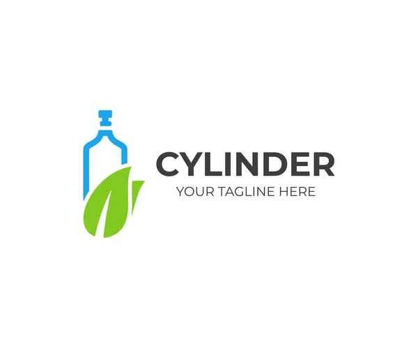 Co2 Zylinder Logo Vorlage Sauberes Umweltvektordesign Kohlendioxid Zylinderlogo — Stockvektor