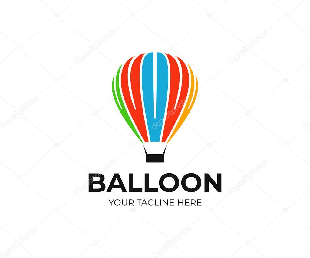 Hot air balloon logo template. Ballooning vector design. Air balloon ride logotype