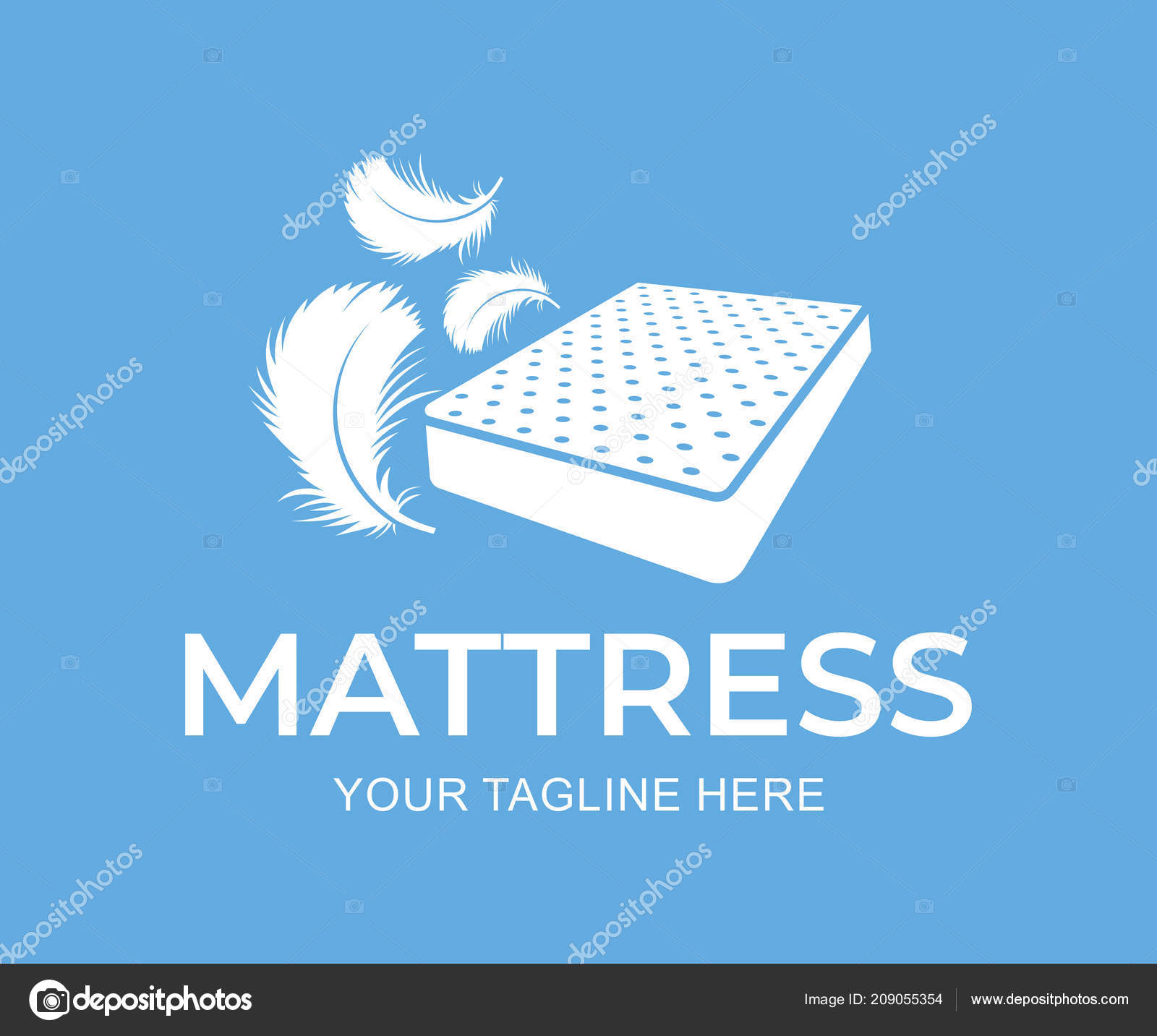 Mattress Feathers Logo Design Furniture Bedding Vector Design