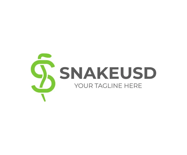 Dollar Sign Snake Logo Design Initial Letter Vector Design Finance — Stock Vector