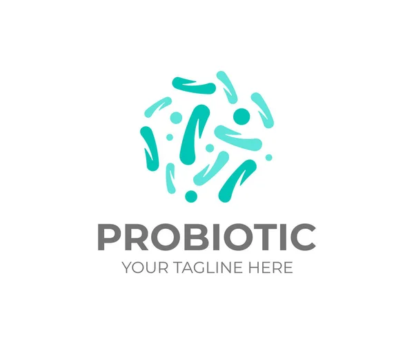 Probiotische Bacteriën Logo Ontwerp Gezonde Voeding Ingrediënt Vector Design Biologische — Stockvector