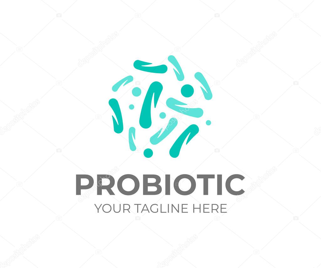 Probiotic bacteria logo design. Healthy nutrition ingredient vector design. Biological logotype
