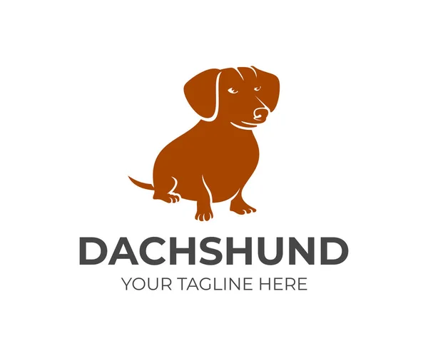 Raça Cão Dachshund Sentado Design Logotipo Animal Animal Estimação Desenho — Vetor de Stock