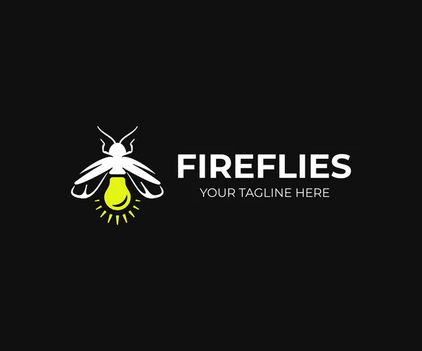 Projektowanie Logo Firefly Lightning Bug Wektor Wzór Logotyp Lampyridae — Wektor stockowy
