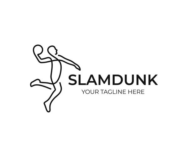 Návrh Loga Basketbalový Hráč Slam Dunk Vektorová Design Streetball Logotyp — Stockový vektor
