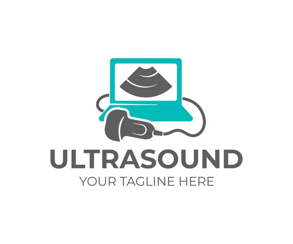 Ultraschalldiagnostik Ultraschallgerät Und Sonogramm Logo Design Medizinische Forschung Gynäkologie Polikliniken — Stockvektor