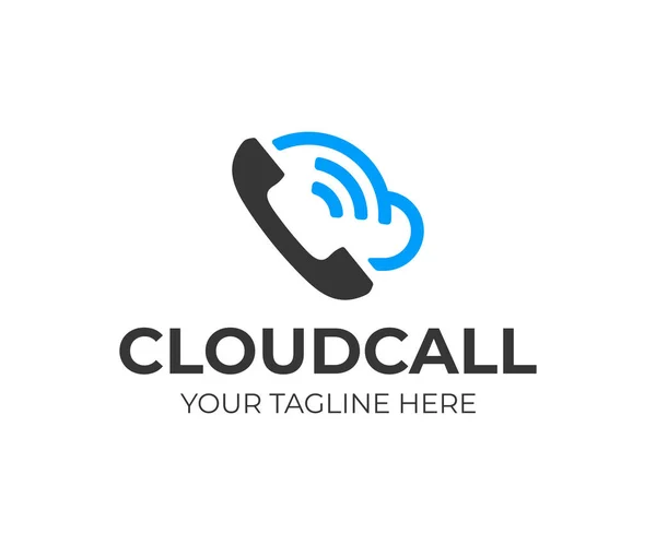 Cloud Phone System Logo Design Mobile Cloud Computing Vector Design — Stock Vector