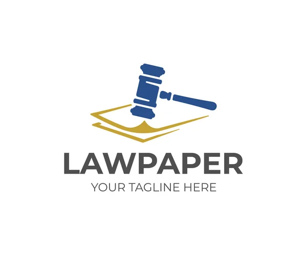 Documents Légaux Logo Design Law Papers Law Gavel Vector Design — Image vectorielle