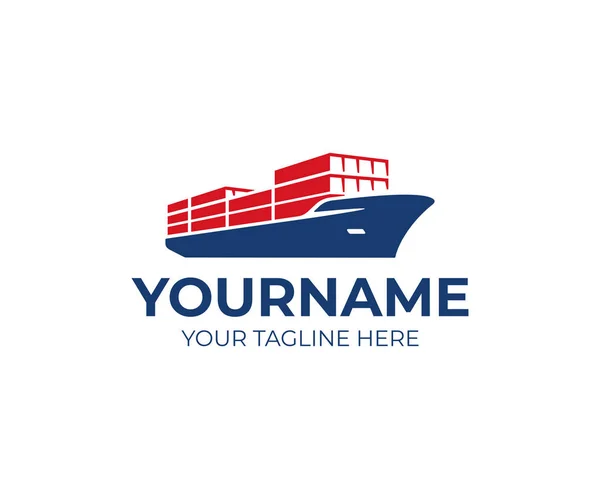 Σχεδιασμός Λογότυπου Φορτηγού Πλοίου Σχεδιασμός Διανυσματικού Φορέα Πλοίου Εμπορευματοκιβωτίων Λογότυπος — Διανυσματικό Αρχείο