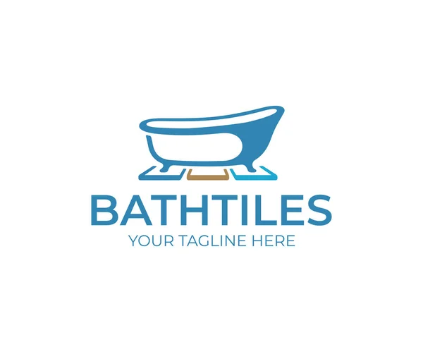 Badezimmerfliesen Logo Design Badewanne Und Bodenfliesen Vektor Design Schriftzug Keramikfliesen — Stockvektor