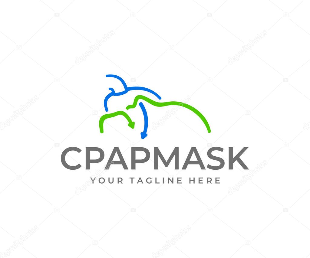 Sleep apnea logo design. Snore problem vector design. Cpap mask logotype