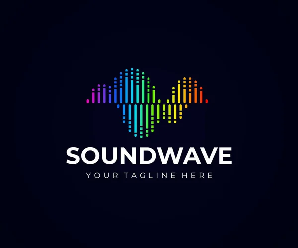 Sound Wave Logo Ontwerp Muziek Frequentie Vector Ontwerp Equalizer Logotype — Stockvector