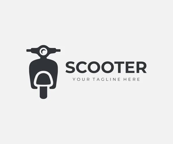 Design Logo Scuter Moped Retro Scuter Vedere Frontală Design Vectorial — Vector de stoc