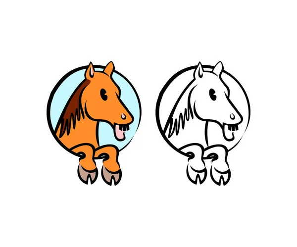 Personaje Dibujos Animados Caballo Círculo Diseño Del Logotipo Animales Mascotas — Archivo Imágenes Vectoriales