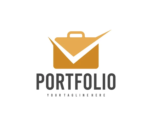 Portefeuille Vinkje Aktetas Tas Koffer Logo Ontwerp Bedrijfsvoering Boekhouding Financiën — Stockvector
