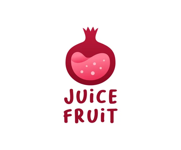 Fruta Romã Com Suco Dentro Design Logotipo Frutas Alimentos Bebidas — Vetor de Stock