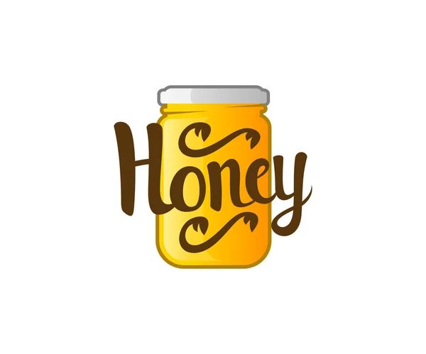 Honig Glas Imkerei Und Imkerei Logo Design Biolebensmittel Glas Etikett — Stockvektor