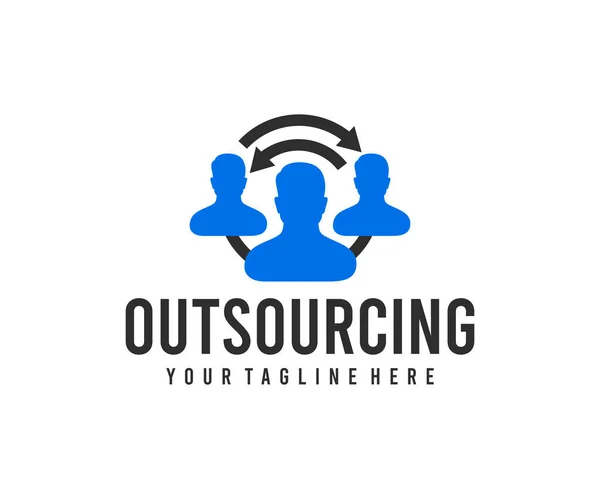 Outsourcing Werving Bedrijf Strategie Logo Ontwerp Teamwork Gedistribueerd Team Financiën — Stockvector