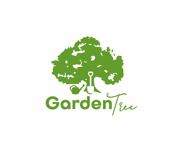 Projekt Logo Dekoracji Drzewa Ogrodowego Narzędzia Ogrodnicze Konstrukcji Wektorowej Drzewa — Wektor stockowy