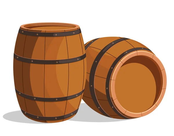 Barril Madera Vector Dibujos Animados — Vector de stock