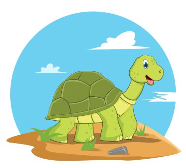 Şirin mutlu kaplumbağa yürüyüş