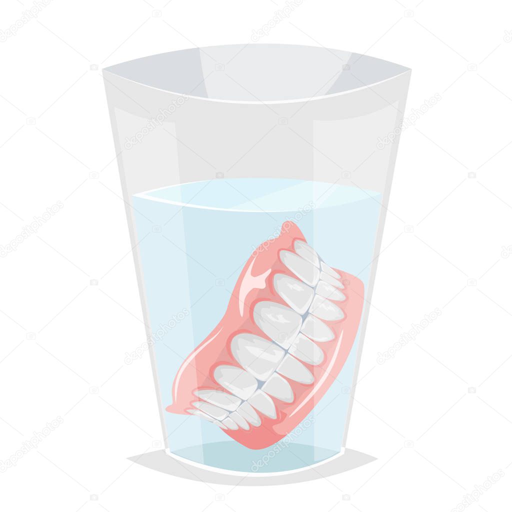 Denture in a glass of water