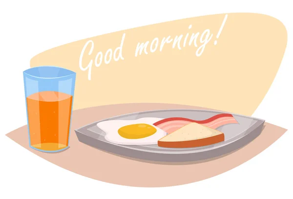 Concepto Desayuno Huevo Tocino — Vector de stock