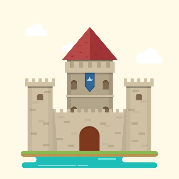 Cartone Animato Medievale Torre Del Castello Icona — Vettoriale Stock