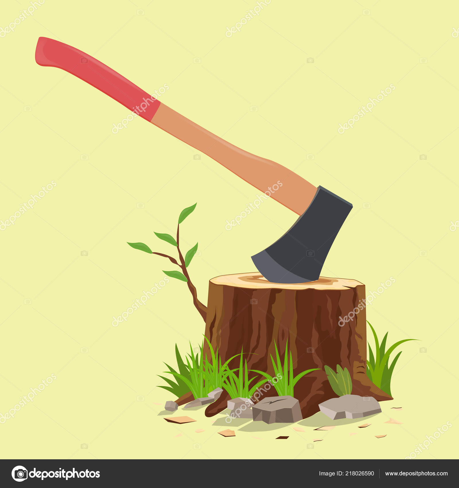 Hatchet Tree Stump Stock Illustration by ©eduardrobert 218026590