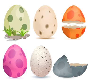 Set of cartoon dino eggs clipart