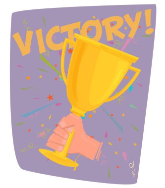 Bir altın kupa tutan el