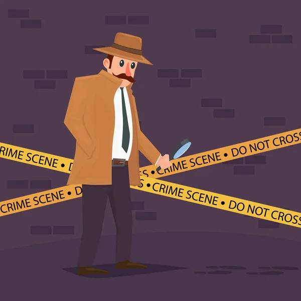 Detective Plaats Delict — Stockvector