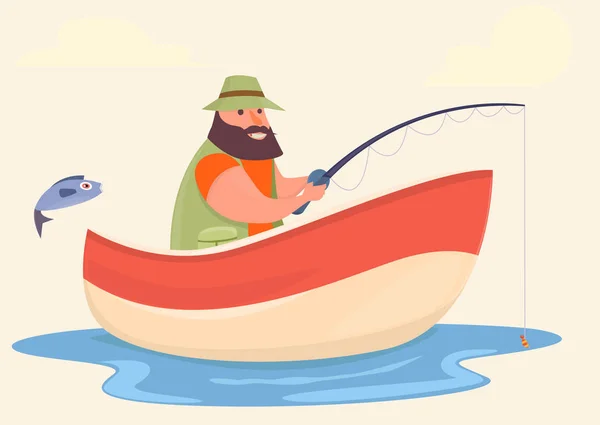 Rybář Rybaří Lodi — Stockový vektor