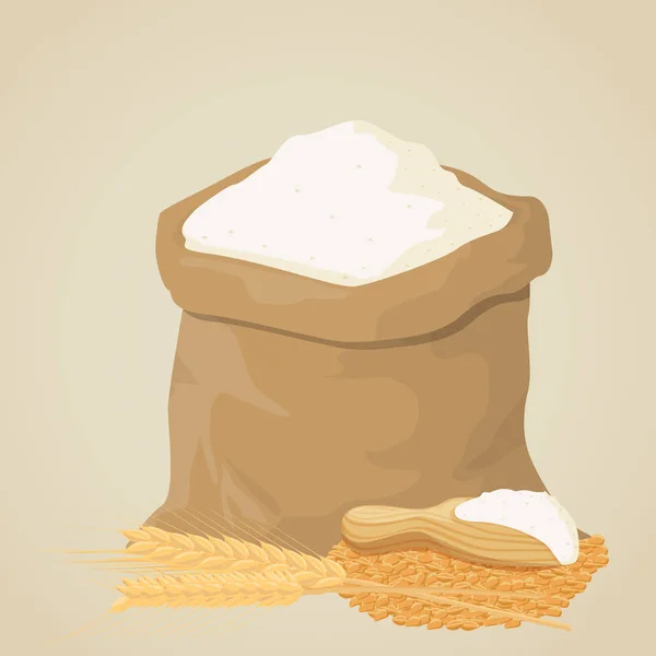 小麦粉の袋や穀物 — ストックベクタ