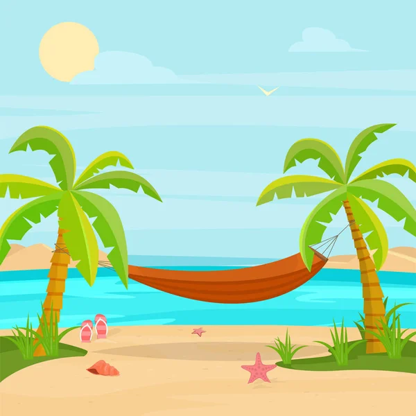 Hangmat Het Strand — Stockvector