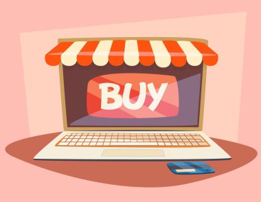 Online alışveriş dizüstü bilgisayar kavramı