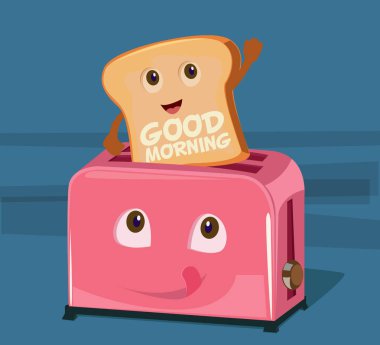 Ekmek kızartma makinesi karikatür ekmek ile