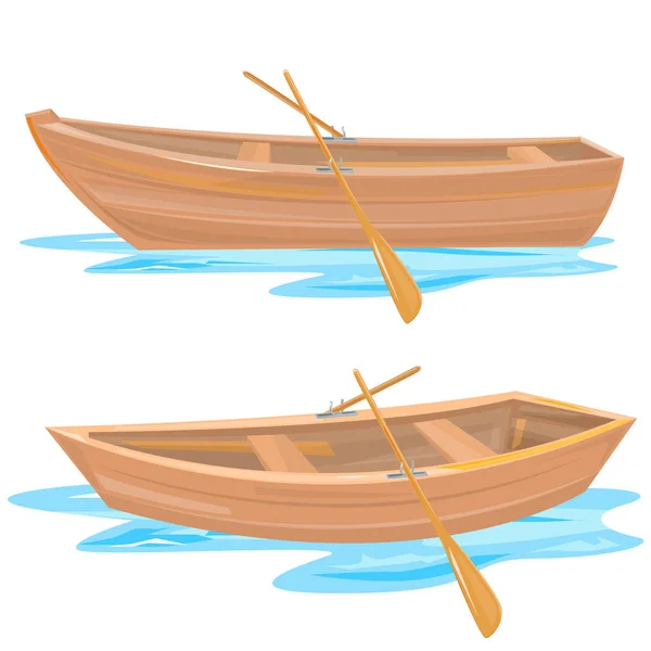 Bateau Bois Avec Colliers — Image vectorielle