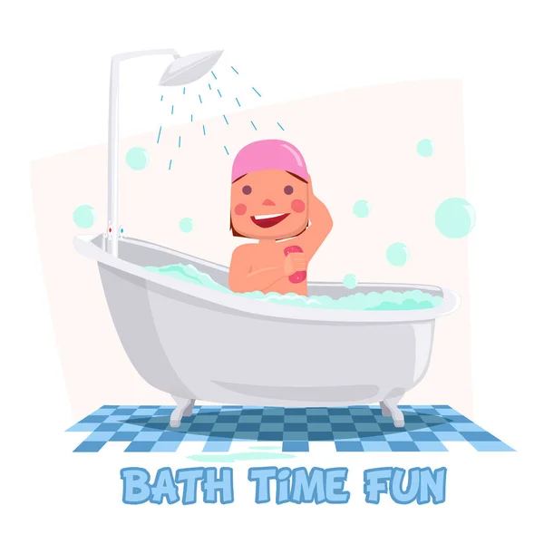 Kid Taking Bath — Stock Vector