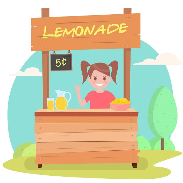 Lemonade Stand Fresh Lemons — Stock Vector