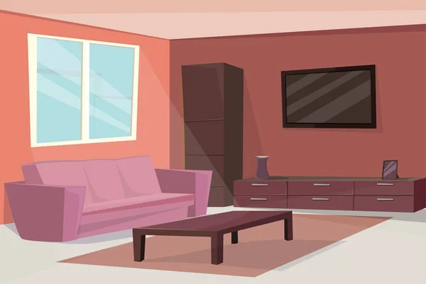 Kreslený Interiéru Obývacího Pokoje — Stockový vektor