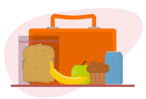 Caixa Almoço Com Biscoito Frutas — Vetor de Stock